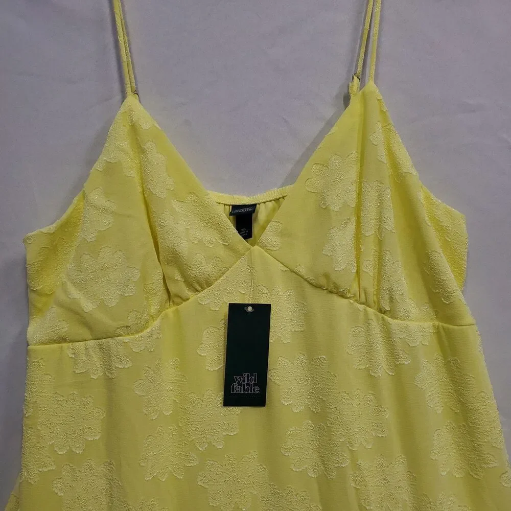 Wild Fable Women's Dress Yellow Game Day Ruffle Mini Skater Tiered NWT Size XXL - Picture 2 of 9